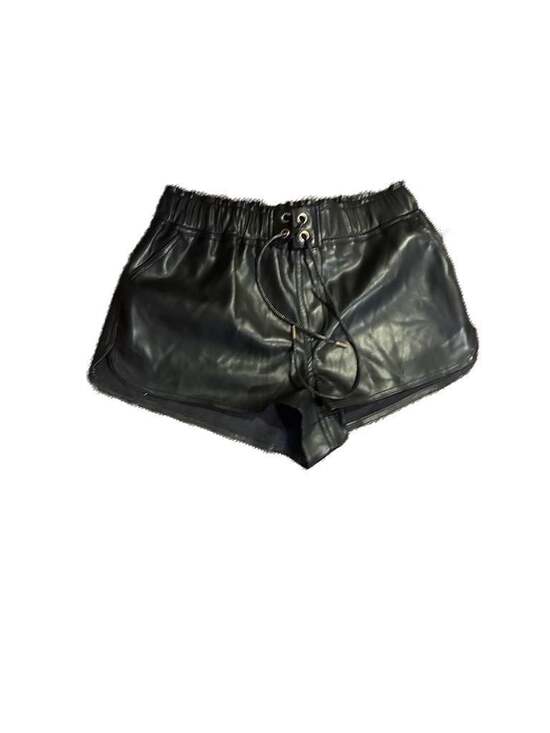 Forever 21 Pants - Forever 21 Black Faux Leather Lace-Up Waist Shorts